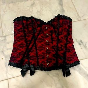 Red and black corset